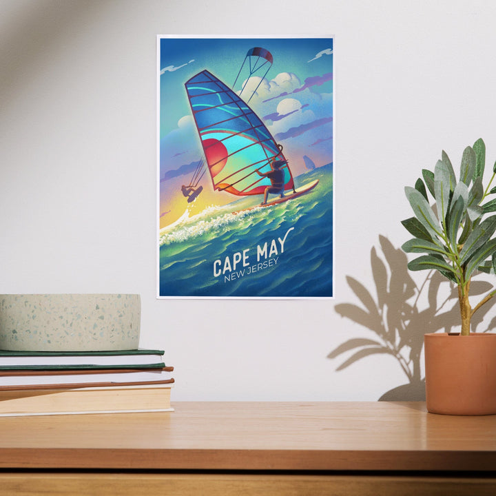 Cape May, New Jersey, Lithograph, Wind Rider, Windsurfing and Kitesurfing, Art & Giclee Prints Art Lantern Press 