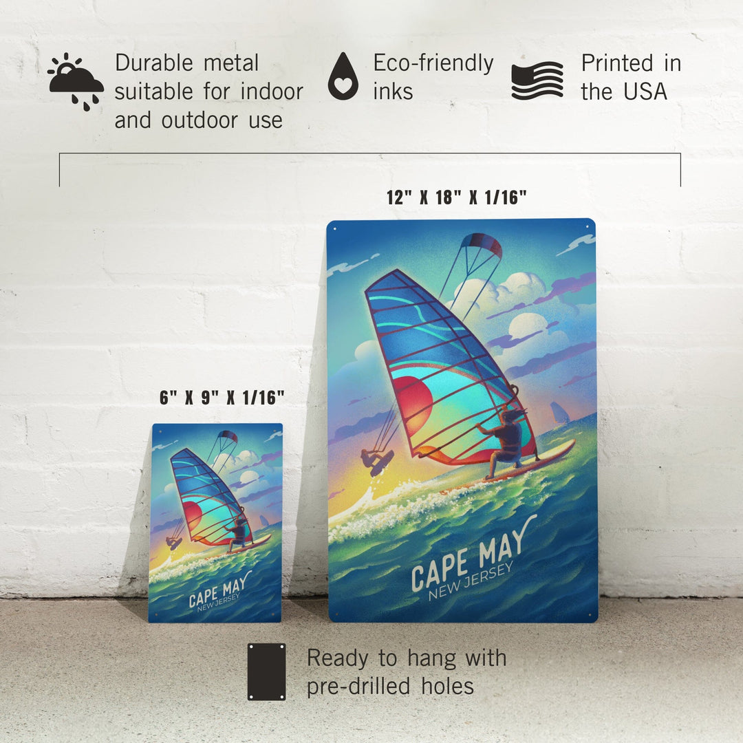 Cape May, New Jersey, Lithograph, Wind Rider, Windsurfing and Kitesurfing, Metal Signs Metal Lantern Press 