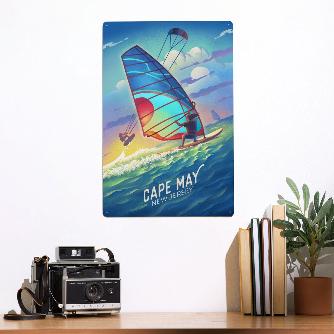 Cape May, New Jersey, Lithograph, Wind Rider, Windsurfing and Kitesurfing, Metal Signs Metal Lantern Press 