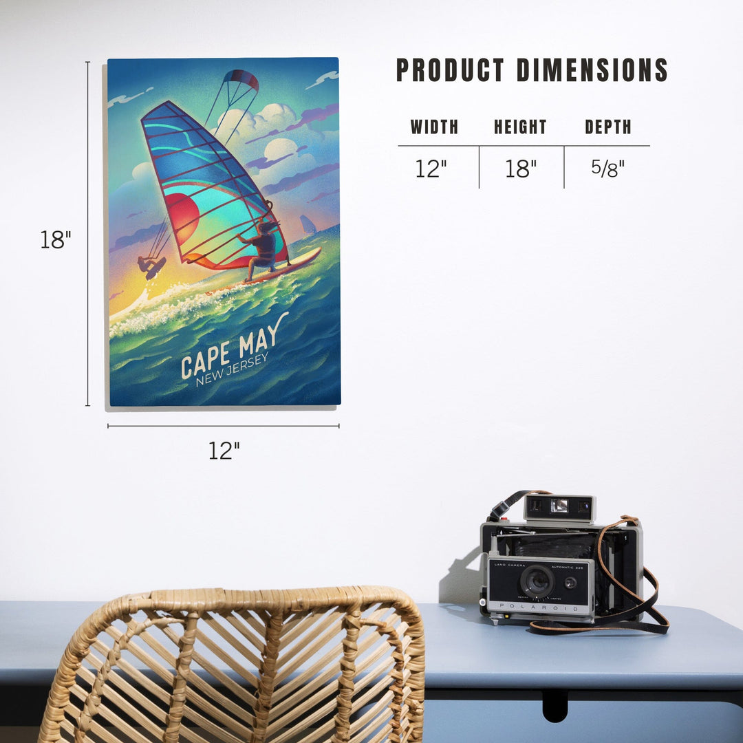 Cape May, New Jersey, Lithograph, Wind Rider, Windsurfing and Kitesurfing, Wood Signs and Postcards Wood Lantern Press 