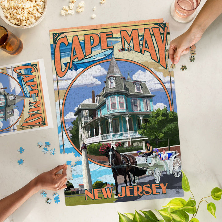 Cape May, New Jersey, Montage, Jigsaw Puzzle Puzzle Lantern Press 