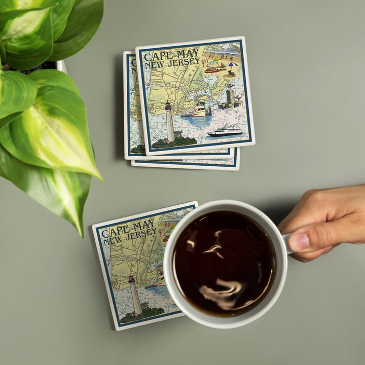 Cape May, New Jersey, Nautical Chart, Coasters Coasters Lantern Press 