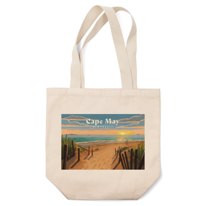 Cape May, New Jersey, Painterly, Sand Soul Sun, Beach Path, Tote Bag Totes Lantern Press 