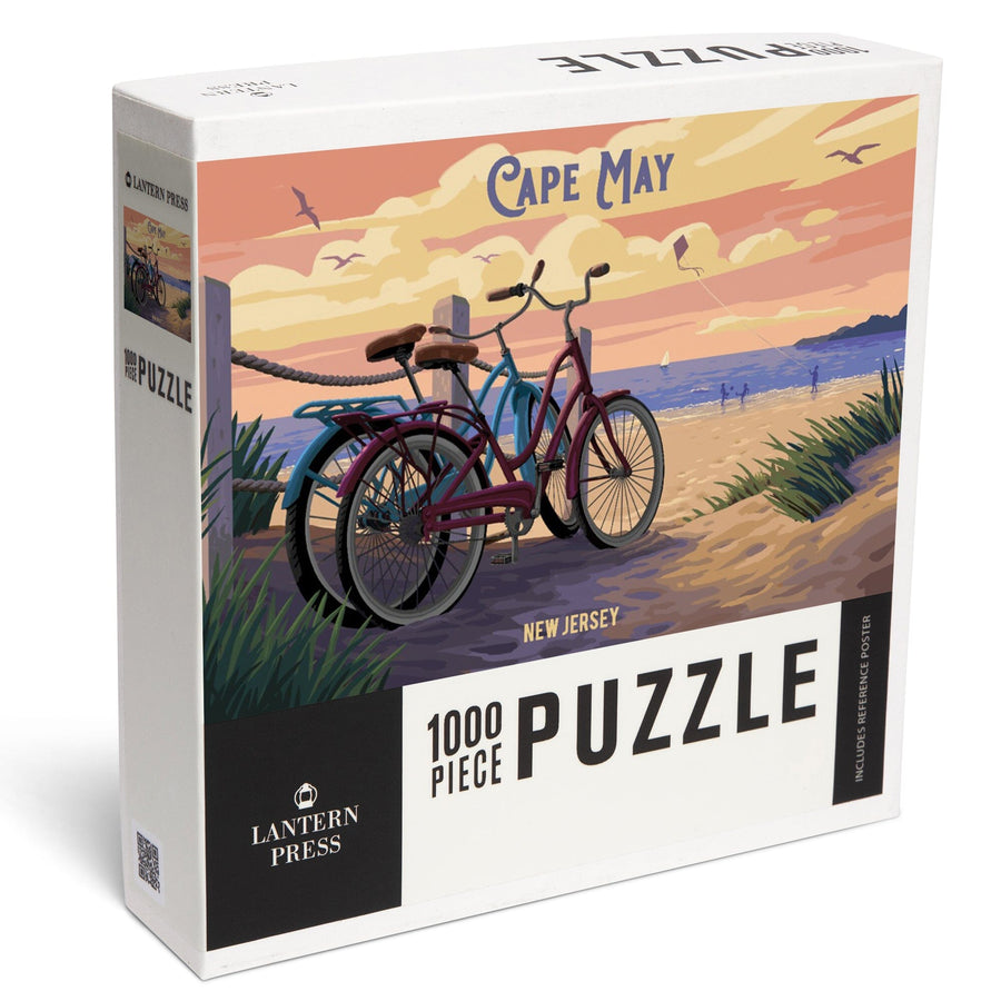 Cape May, New Jersey, Painterly, The Beach Is Calling, Beach Bikes, Jigsaw Puzzle - Lantern Press