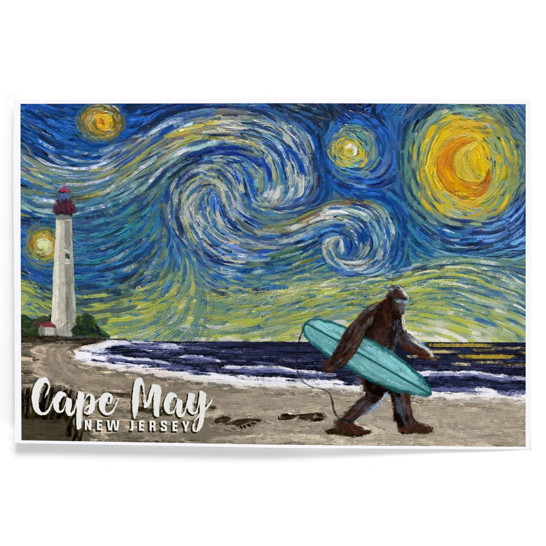 Cape May, New Jersey, Starry Night, Bigfoot on the Beach, Art & Giclee Prints Art Lantern Press 