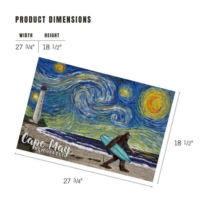Cape May, New Jersey, Starry Night, Bigfoot on the Beach, Jigsaw Puzzle Puzzle Lantern Press 