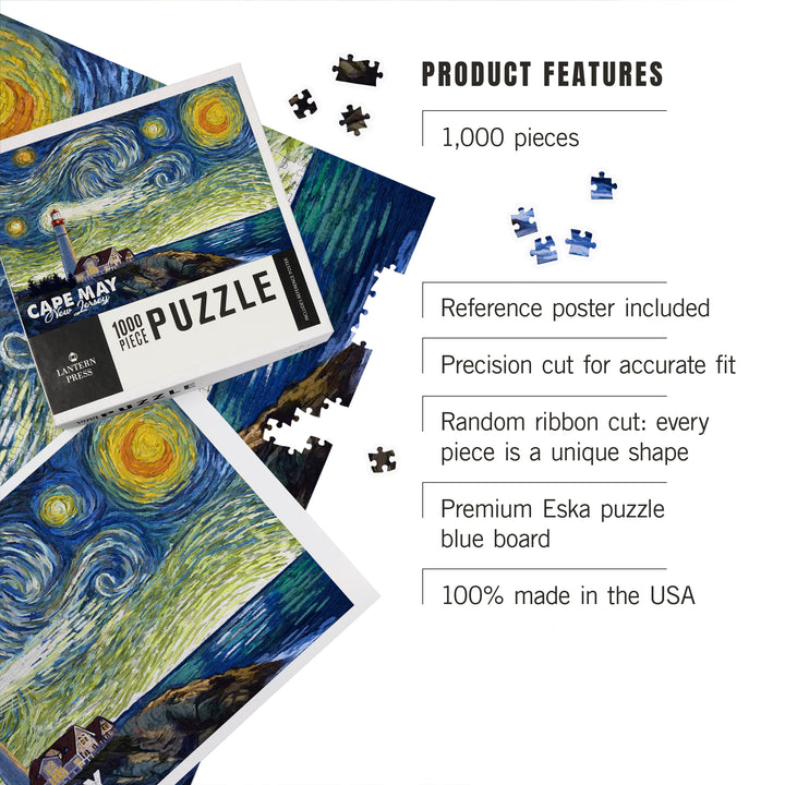 Cape May, New Jersey, Starry Night, Jigsaw Puzzle Puzzle Lantern Press 