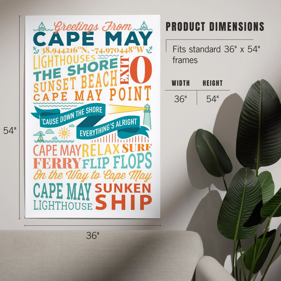 Cape May, New Jersey, Sunset Beach, New Typography, Art & Giclee Prints Art Lantern Press 