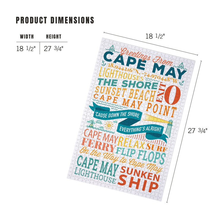 Cape May, New Jersey, Sunset Beach, New Typography, Jigsaw Puzzle Puzzle Lantern Press 