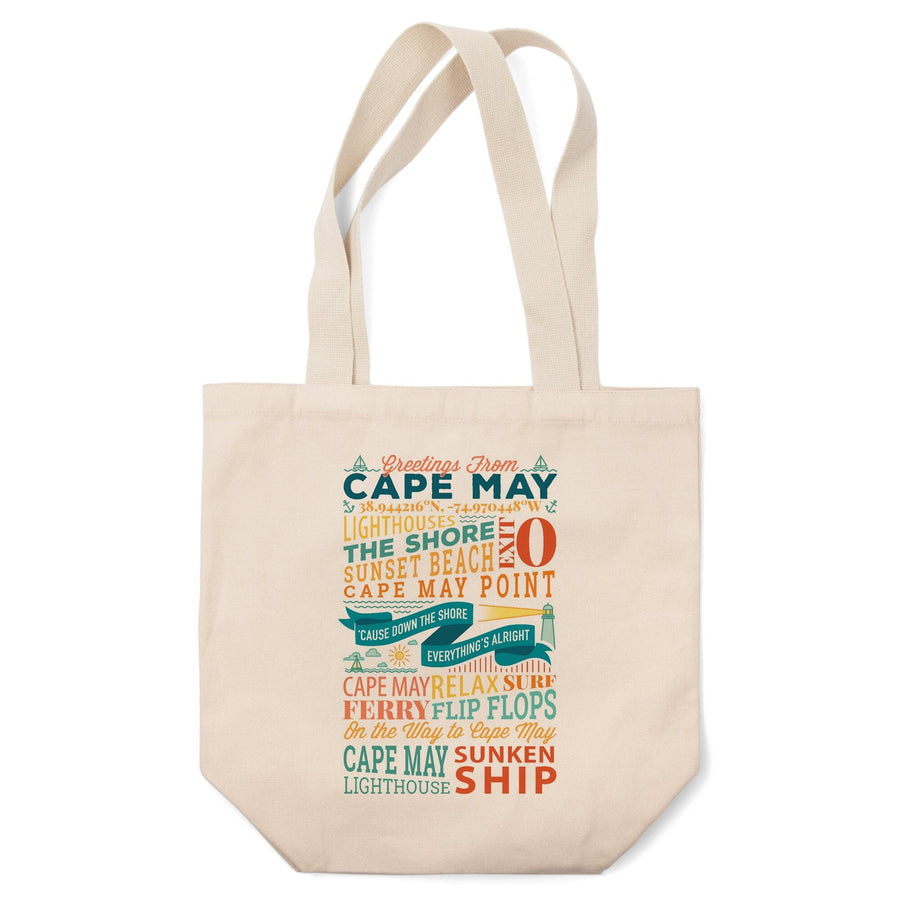 Cape May, New Jersey, Sunset Beach, New Typography, Lantern Press Artwork, Tote Bag Totes Lantern Press 