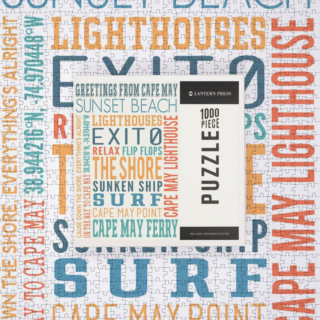 Cape May, New Jersey, Typography, Jigsaw Puzzle Puzzle Lantern Press 