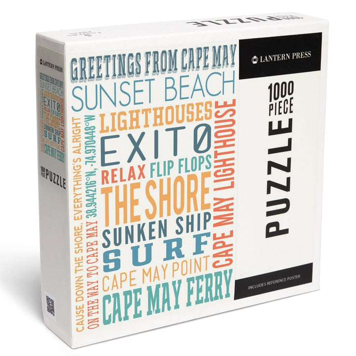 Cape May, New Jersey, Typography, Jigsaw Puzzle - Lantern Press