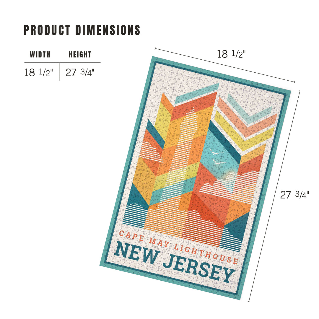 Cape May, New Jersey, Vector, Lighthouse, Jigsaw Puzzle Puzzle Lantern Press 