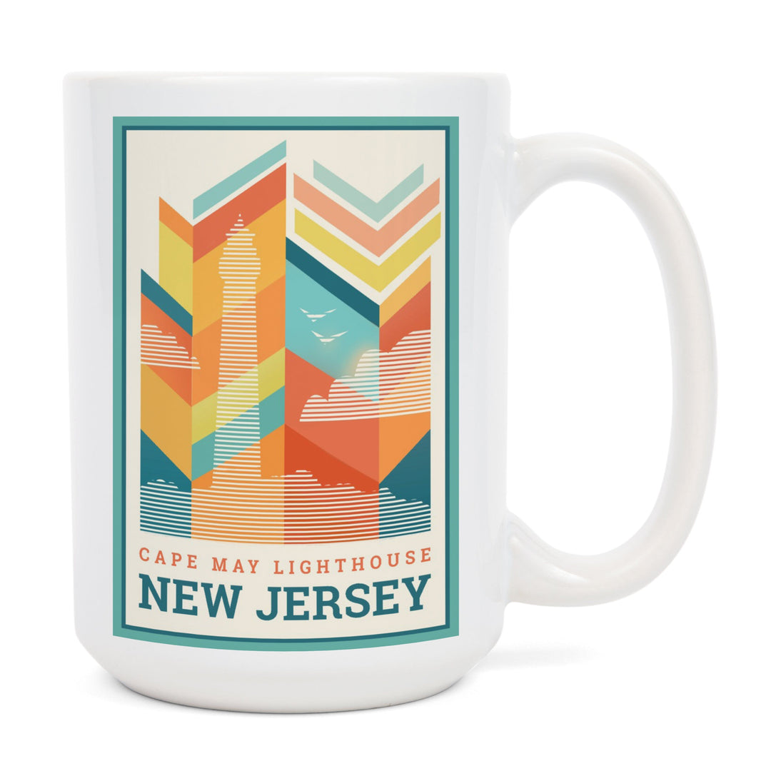 Cape May, New Jersey, Vector, Lighthouse, Lantern Press Artwork, Ceramic Mug Mugs Lantern Press 