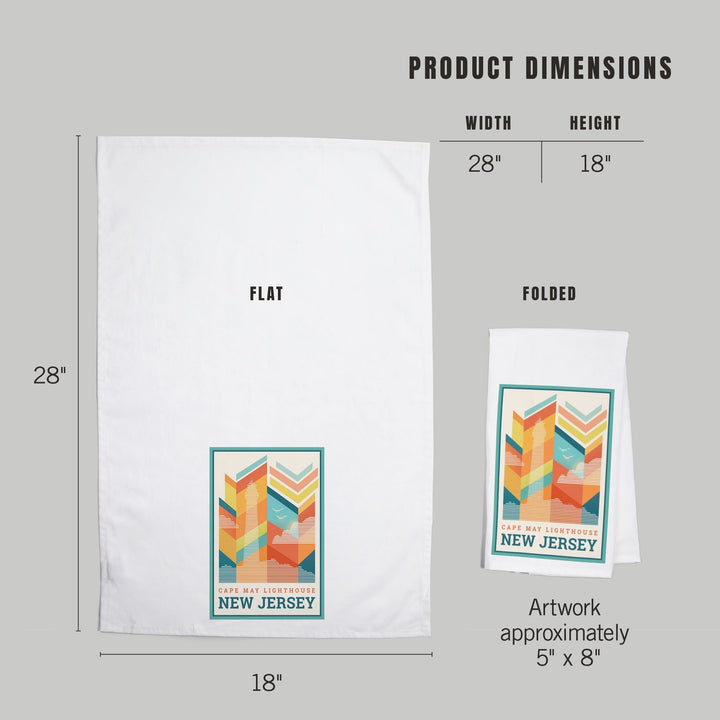 Cape May, New Jersey, Vector, Lighthouse, Organic Cotton Kitchen Tea Towels Kitchen Lantern Press 