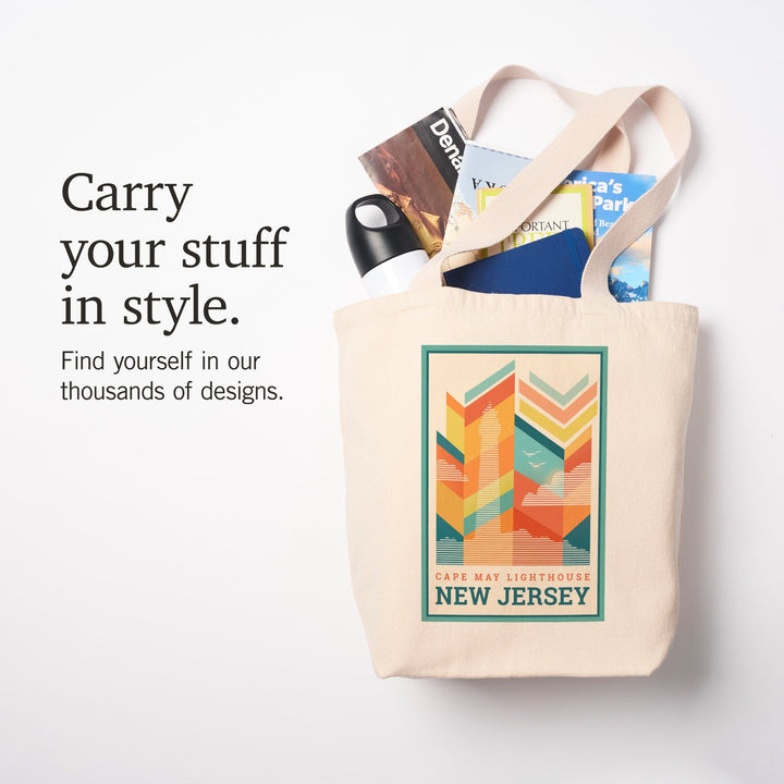 Cape May, New Jersey, Vector, Lighthouse, Tote Bag Totes Lantern Press 