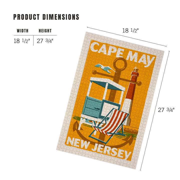 Cape May, New Jersey, Woodblock Series, Jigsaw Puzzle Puzzle Lantern Press 