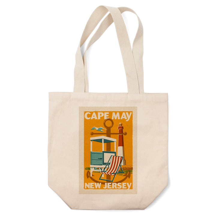 Cape May, New Jersey, Woodblock Series, Tote Bag Totes Lantern Press 
