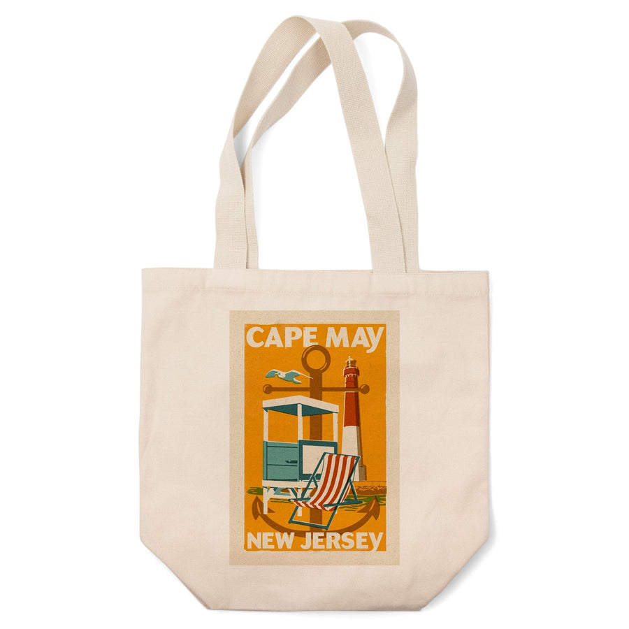 Cape May, New Jersey, Woodblock Series, Tote Bag Totes Lantern Press 