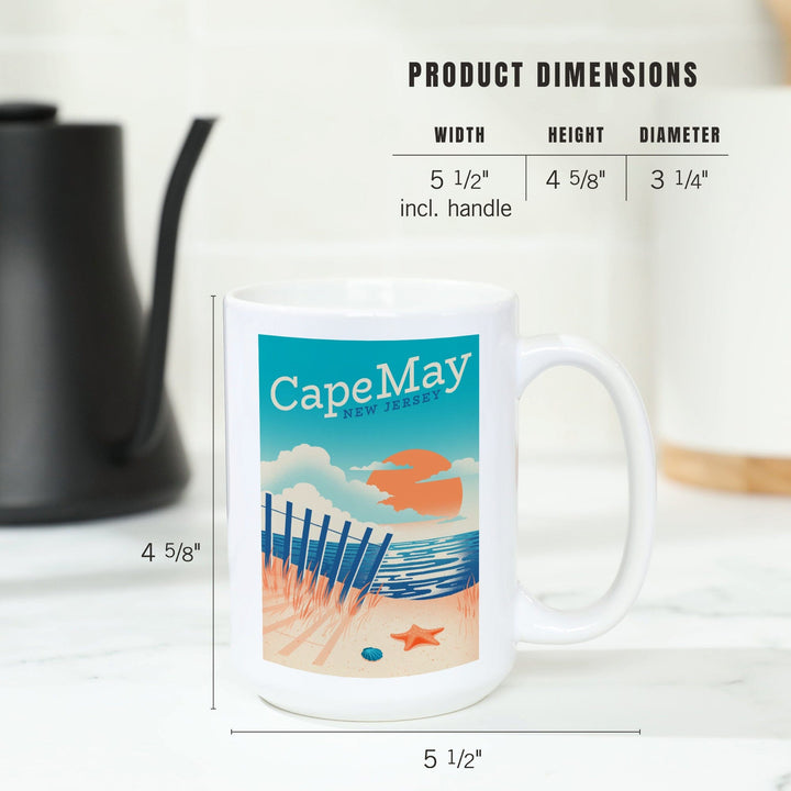 Cape May Point, New Jersey, Sun-faded Shoreline Collection, Glowing Shore, Beach Scene, Ceramic Mug - Lantern Press