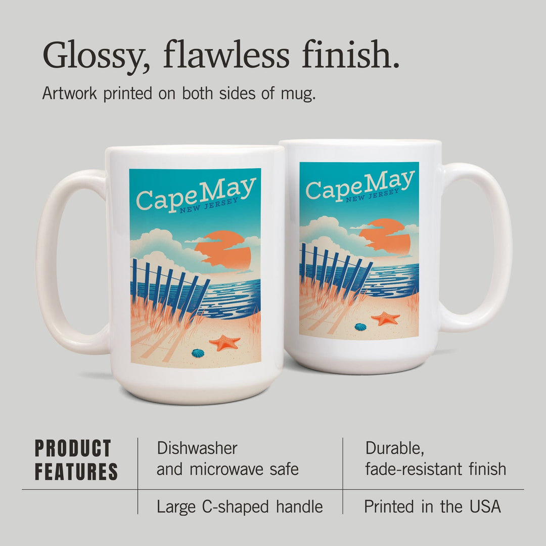 Cape May Point, New Jersey, Sun-faded Shoreline Collection, Glowing Shore, Beach Scene, Ceramic Mug - Lantern Press