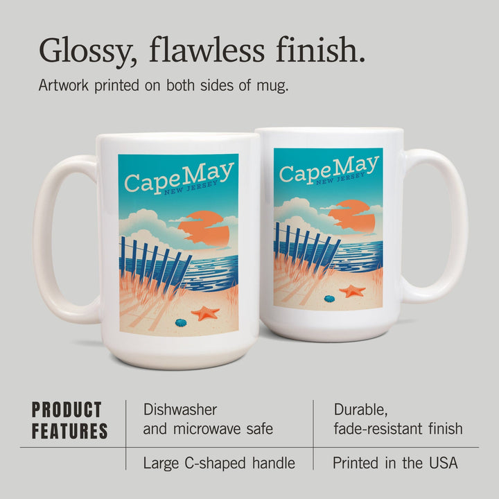 Cape May Point, New Jersey, Sun-faded Shoreline Collection, Glowing Shore, Beach Scene, Ceramic Mug - Lantern Press