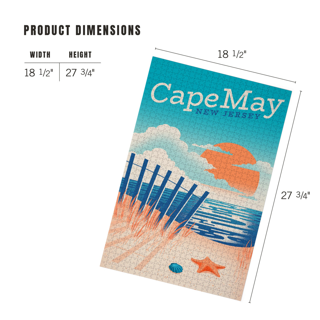 Cape May Point, New Jersey, Sun-faded Shoreline Collection, Glowing Shore, Beach Scene, Jigsaw Puzzle Puzzle Lantern Press 