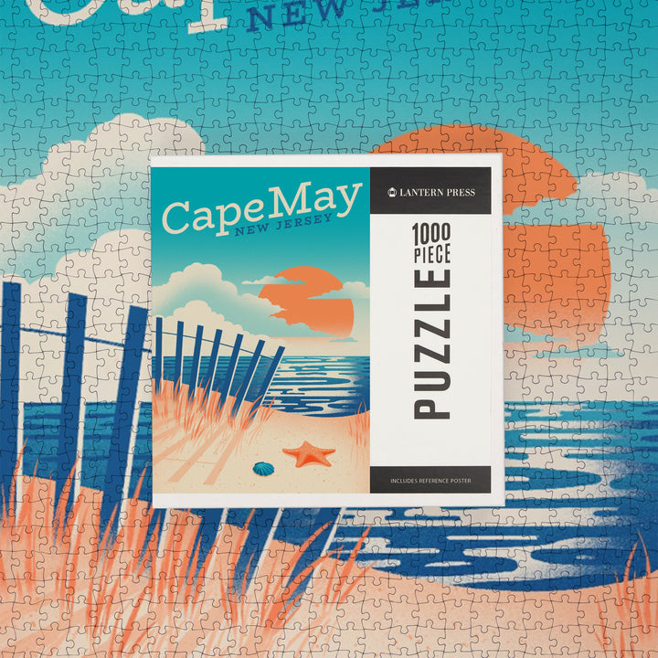 Cape May Point, New Jersey, Sun-faded Shoreline Collection, Glowing Shore, Beach Scene, Jigsaw Puzzle Puzzle Lantern Press 