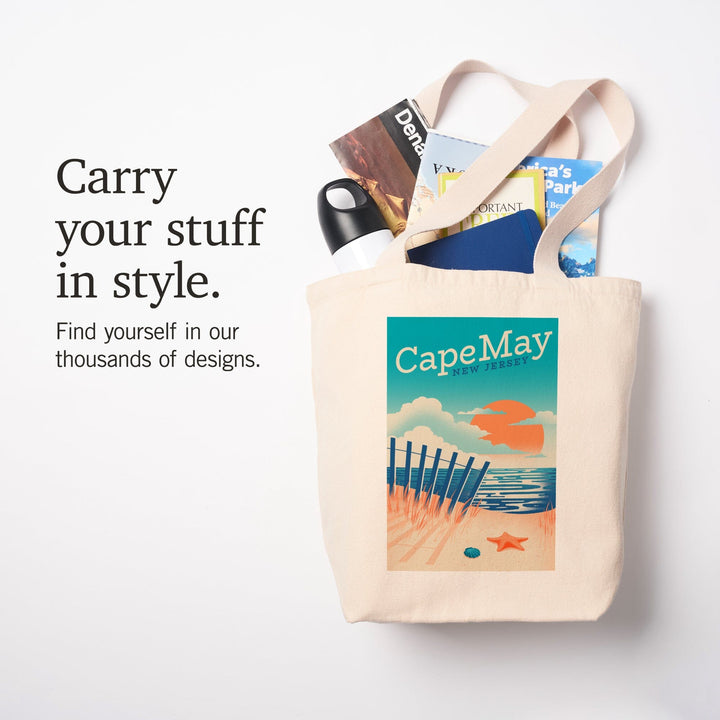 Cape May Point, New Jersey, Sun-faded Shoreline Collection, Glowing Shore, Beach Scene, Tote Bag Totes Lantern Press 