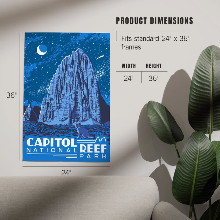 Capitol Reef National Park, Torrey, Utah, Explorer Series, Nighttime Scene, Art & Giclee Prints Art Lantern Press 