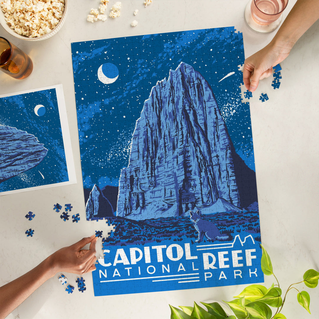 Capitol Reef National Park, Torrey, Utah, Explorer Series, Nighttime Scene, Jigsaw Puzzle Puzzle Lantern Press 