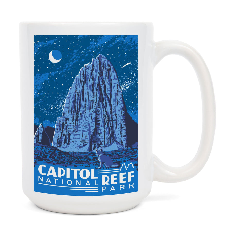 Capitol Reef National Park, Torrey, Utah, Explorer Series, Nighttime Scene, Lantern Press Artwork, Ceramic Mug Mugs Lantern Press 