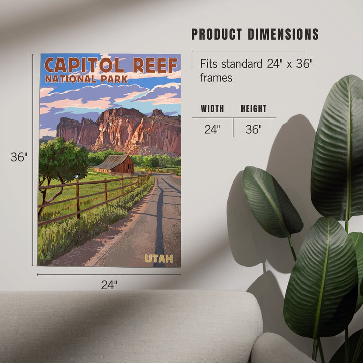 Capitol Reef National Park, Utah, Barn View, Painterly Series, Art & Giclee Prints Art Lantern Press 