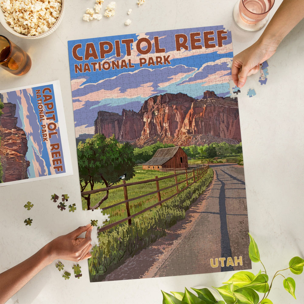 Capitol Reef National Park, Utah, Barn View, Painterly Series, Jigsaw Puzzle Puzzle Lantern Press 
