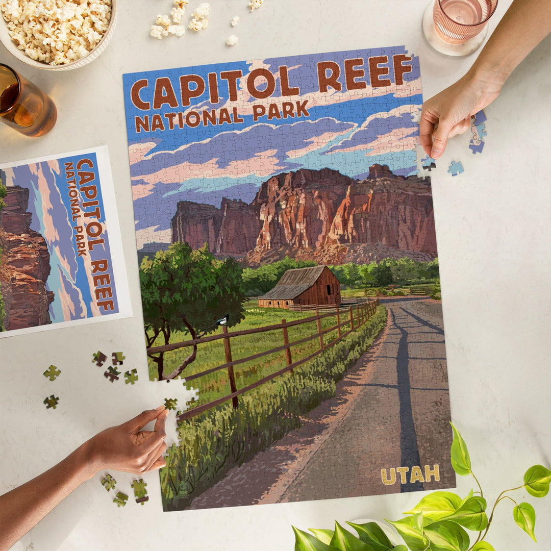 Capitol Reef National Park, Utah, Barn View, Painterly Series, Jigsaw Puzzle Puzzle Lantern Press 