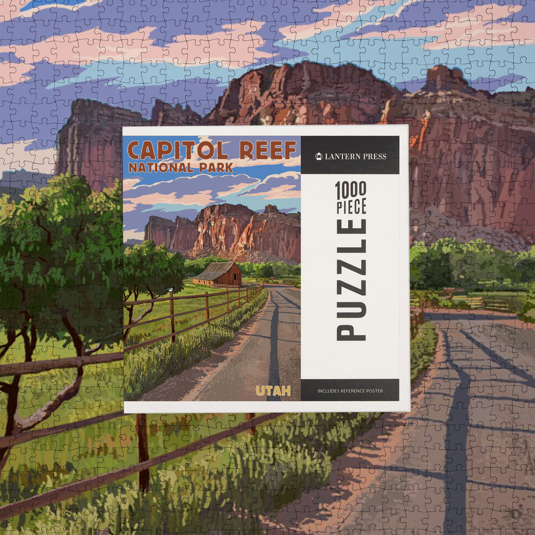 Capitol Reef National Park, Utah, Barn View, Painterly Series, Jigsaw Puzzle Puzzle Lantern Press 