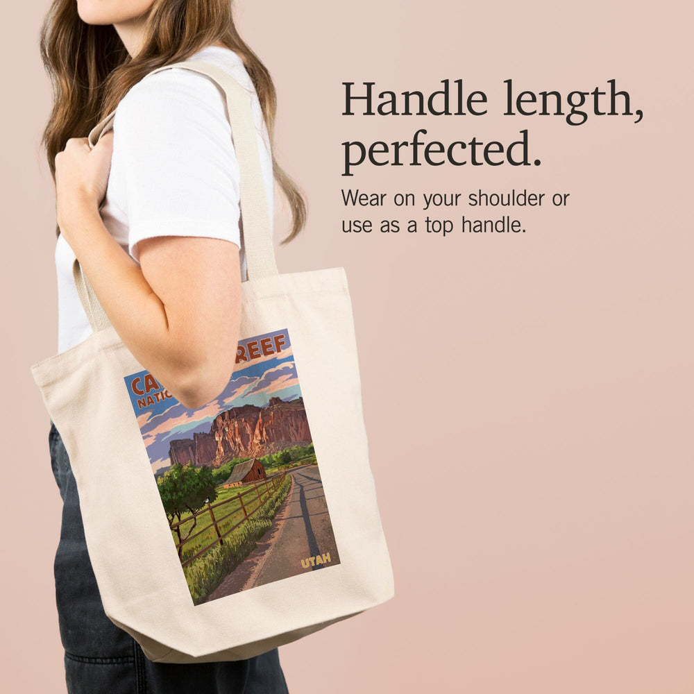 Capitol Reef National Park, Utah, Barn View, Painterly Series, Tote Bag Totes Lantern Press 