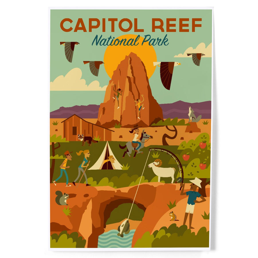 Capitol Reef National Park, Utah, Geometric National Park Series, Art & Giclee Prints Art Lantern Press 