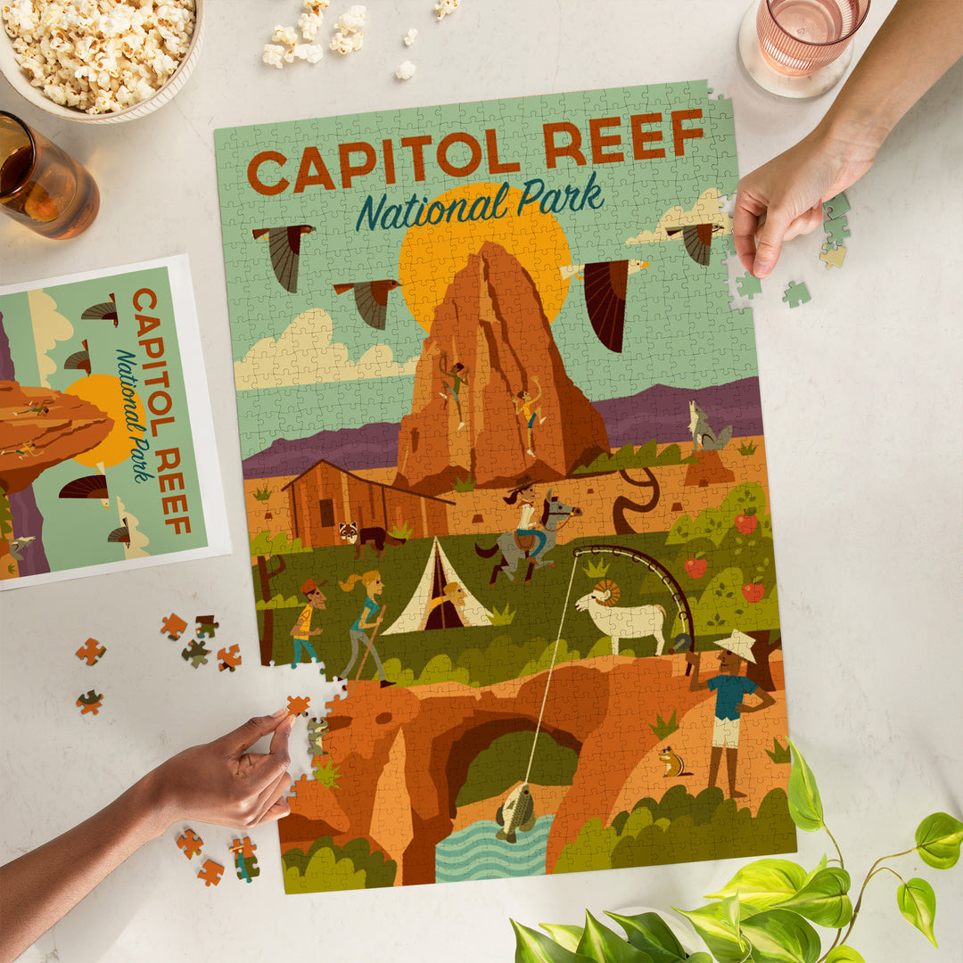 Capitol Reef National Park, Utah, Geometric National Park Series, Jigsaw Puzzle Puzzle Lantern Press 