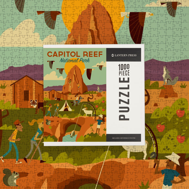 Capitol Reef National Park, Utah, Geometric National Park Series, Jigsaw Puzzle Puzzle Lantern Press 