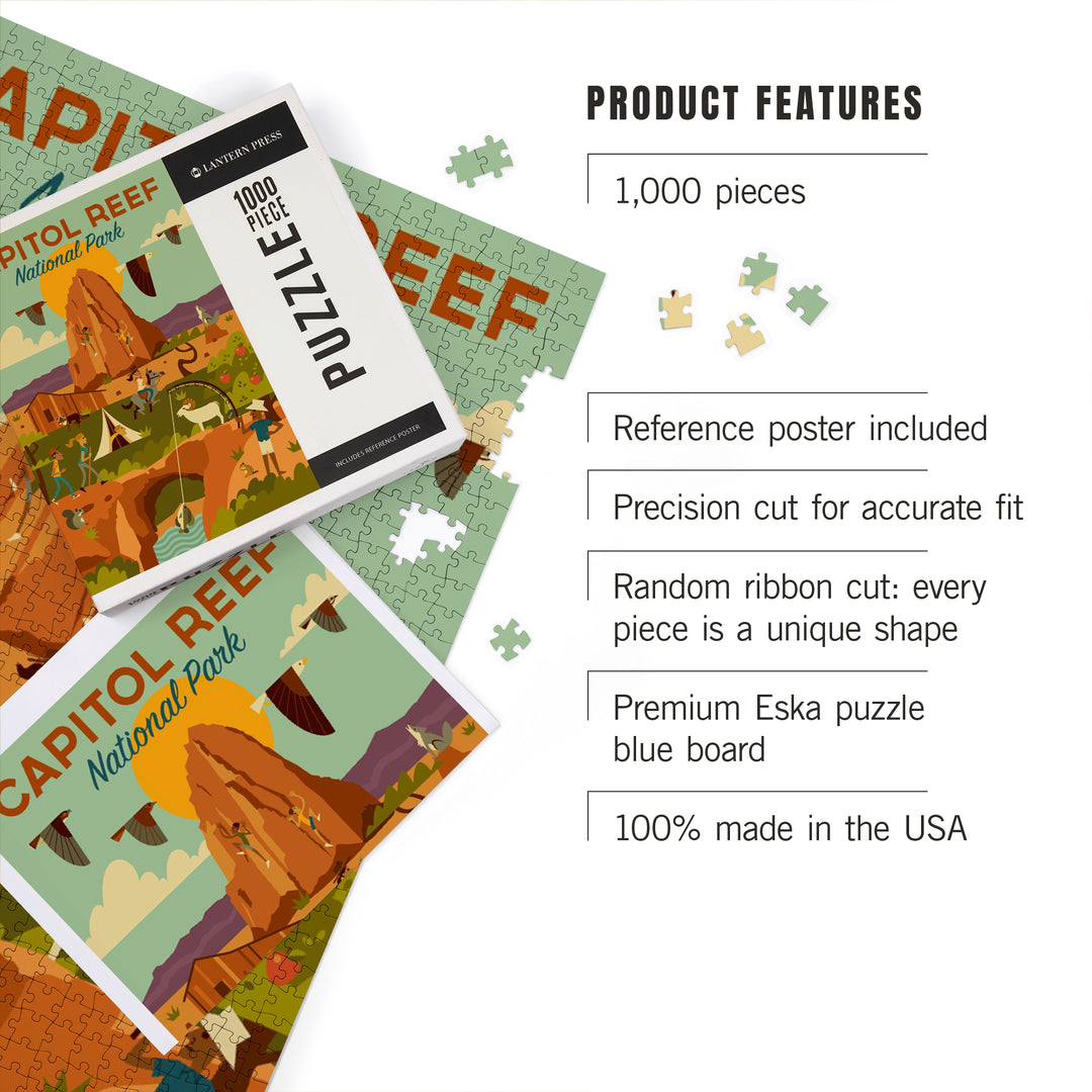 Capitol Reef National Park, Utah, Geometric National Park Series, Jigsaw Puzzle Puzzle Lantern Press 
