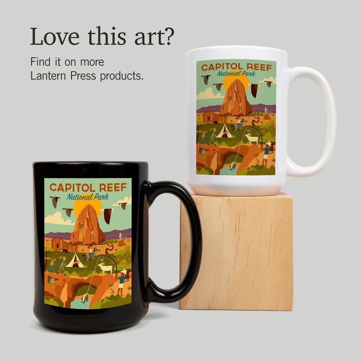 Capitol Reef National Park, Utah, Geometric National Park Series, Lantern Press Artwork, Ceramic Mug Mugs Lantern Press 