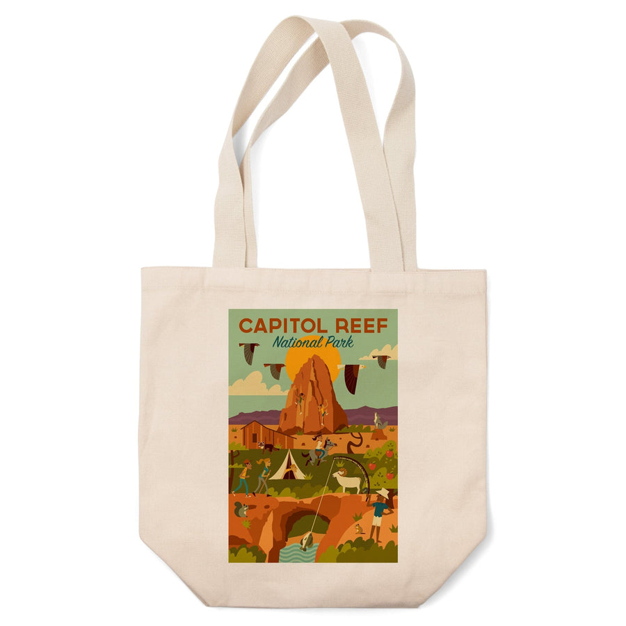 Capitol Reef National Park, Utah, Geometric National Park Series, Lantern Press Artwork, Tote Bag Totes Lantern Press 