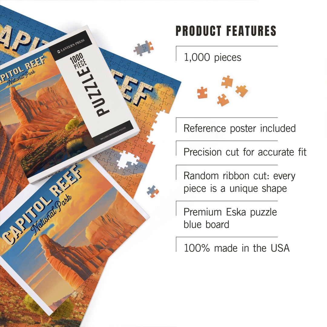 Capitol Reef National Park, Utah, Oil Painting, Jigsaw Puzzle Puzzle Lantern Press 