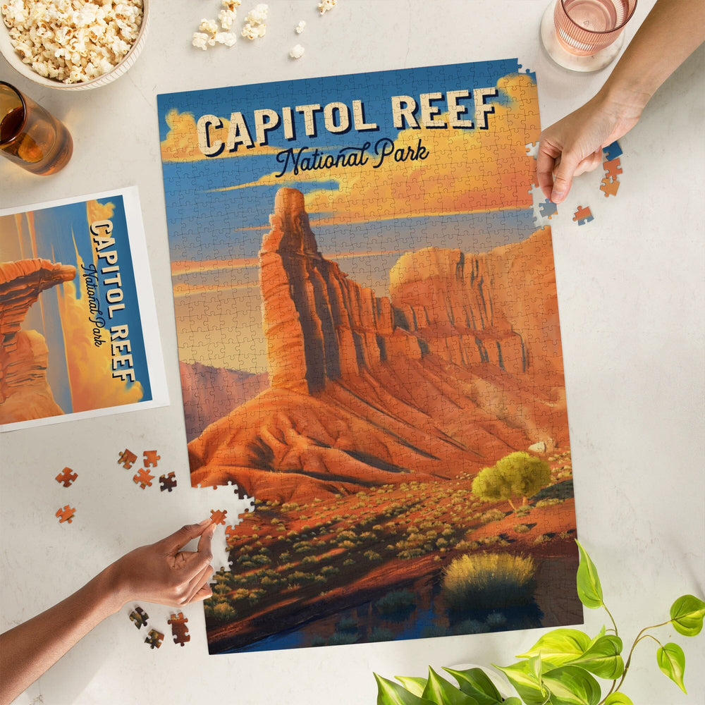 Capitol Reef National Park, Utah, Oil Painting, Jigsaw Puzzle Puzzle Lantern Press 