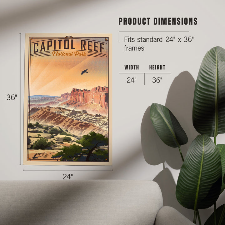 Capitol Reef National Park, Utah, Water Pocket Fold, Lithograph National Park Series, Art & Giclee Prints Art Lantern Press 