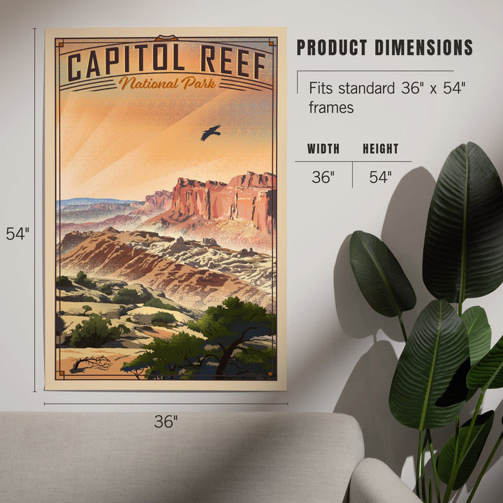 Capitol Reef National Park, Utah, Water Pocket Fold, Lithograph National Park Series, Art & Giclee Prints Art Lantern Press 