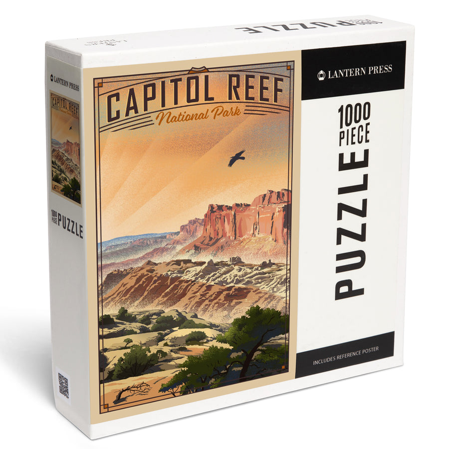 Capitol Reef National Park, Utah, Water Pocket Fold, Lithograph National Park Series, Jigsaw Puzzle Puzzle Lantern Press 