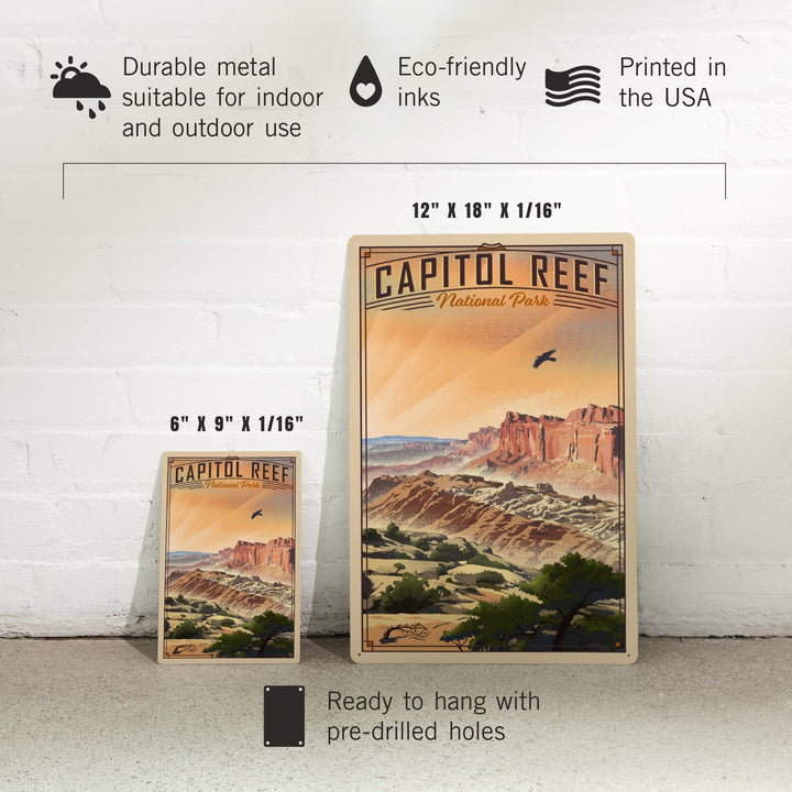 Capitol Reef National Park, Utah, Water Pocket Fold, Lithograph National Park Series, Metal Signs Metal Lantern Press 