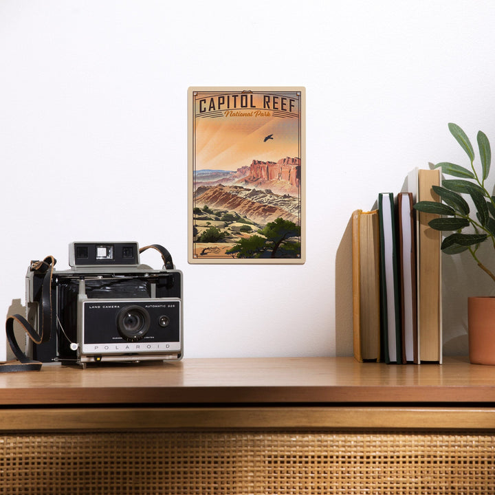 Capitol Reef National Park, Utah, Water Pocket Fold, Lithograph National Park Series, Metal Signs Metal Lantern Press 